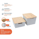 Kit 2 Caixas Organizadoras com Tampa de Bambu – 12L e 18L