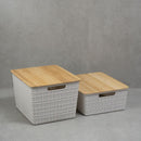 Kit 2 Caixas Organizadoras com Tampa de Bambu – 12L e 18L