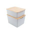 Kit 2 Caixas Organizadoras com Tampa de Bambu – 12L e 18L